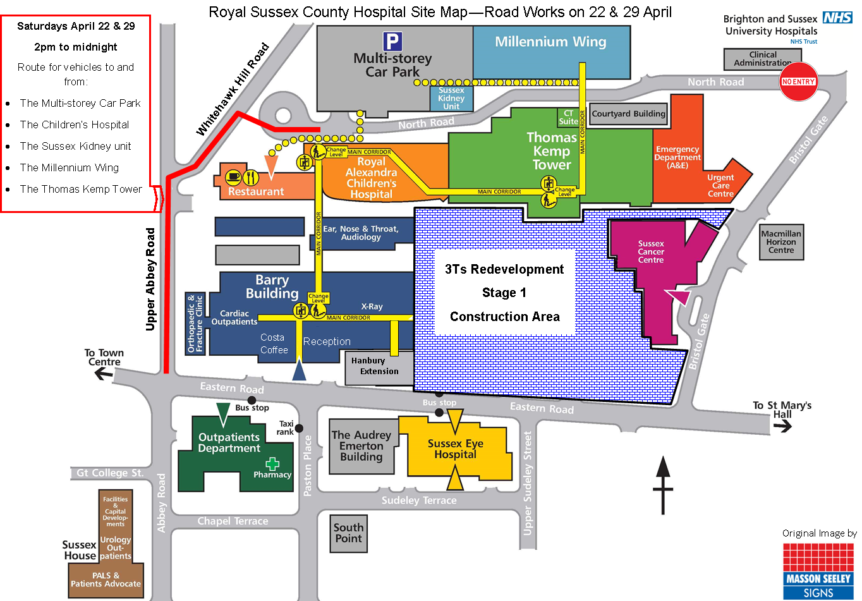 Changes in traffic routes at the Royal Sussex County Hospital: 22 & 29 ...